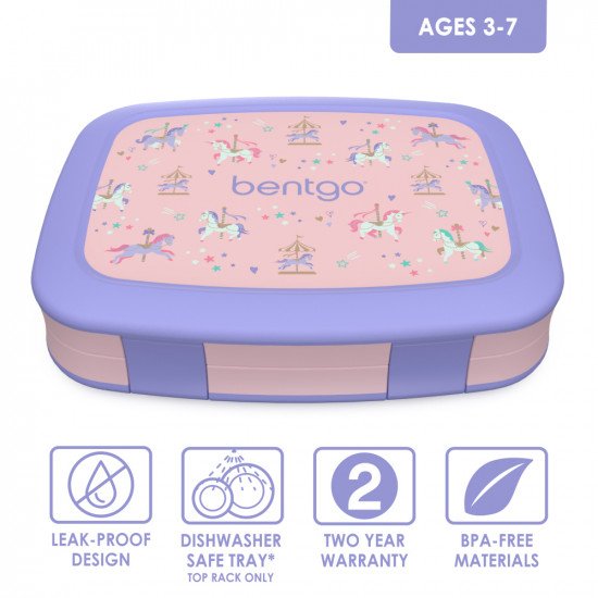 Bentgo Kids Prints Lunch Box - Unicornios (Rosado)